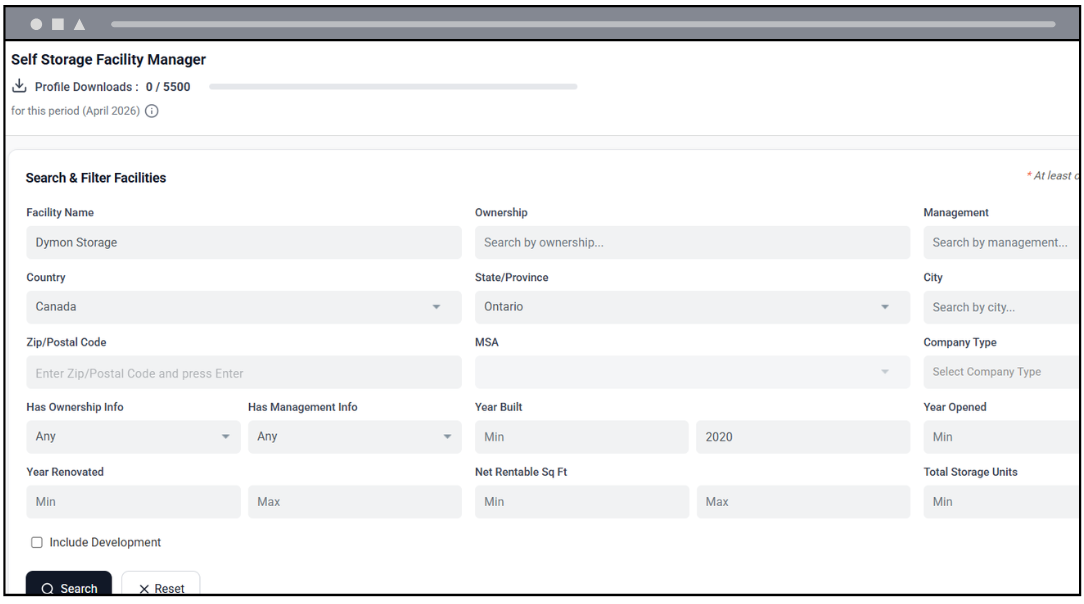List Builder in StorTrack Explorer Canada